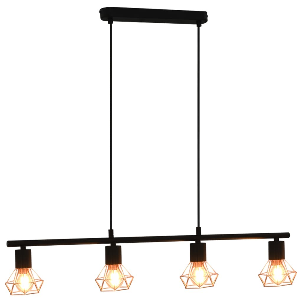 Ceiling Lamp with Filament Bulbs 4 W Black and Copper 80 cm E14